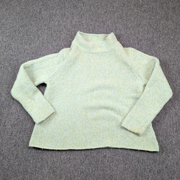Eileen Fisher Minimalist Mock Neck Sweater L Green Wool Cashmere Italian Yarn — photo 2